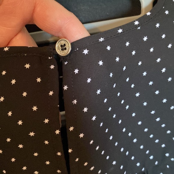 Michael Kors Women's Lg Semi Sheer Blouse Ruffle Long Sleeve Stars Print - Picture 6 of 9